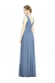 Discount Sleeveless Draped Chiffon Maxi Bridesmaid Dress with Front Slit UK