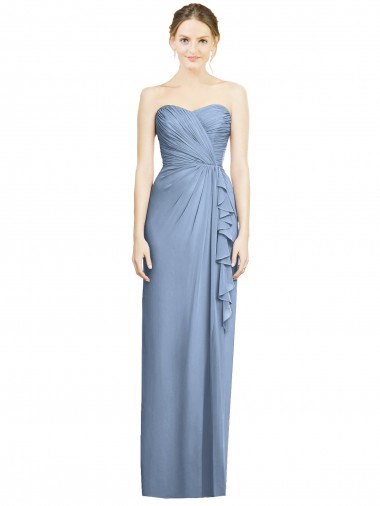 Discount Strapless Full-Length Chiffon Bridesmaid Dress with Front Slit UK