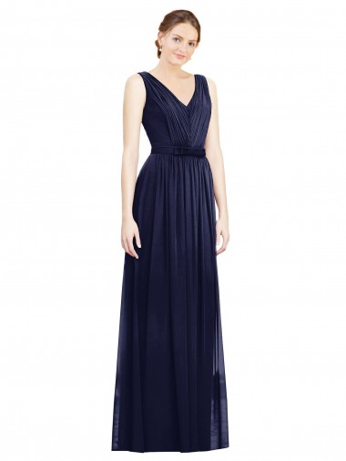 Discount Full-Length V-Neck Lux Chiffon Bridesmaid Dress with V-Back UK