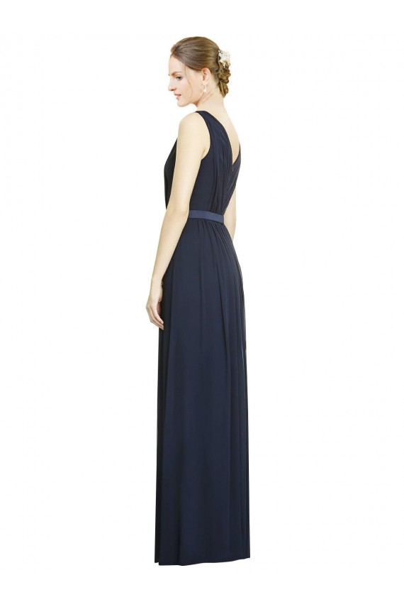 Discount Full-Length V-Neck Lux Chiffon Bridesmaid Dress with V-Back UK