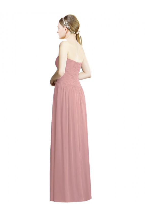 Discount Crossover Draped Sweetheart Chiffon Formal Bridesmaid Dress with Front Slit UK