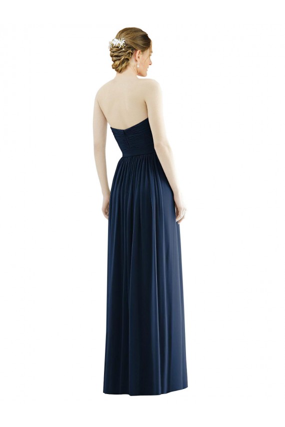 Discount Low Back Draped Strapless Chiffon Formal Bridesmaid Dress  UK