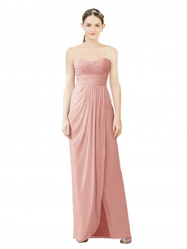 Discount Strapless Sweetheart Long Chiffon Wrap Bridesmaid Dress UK