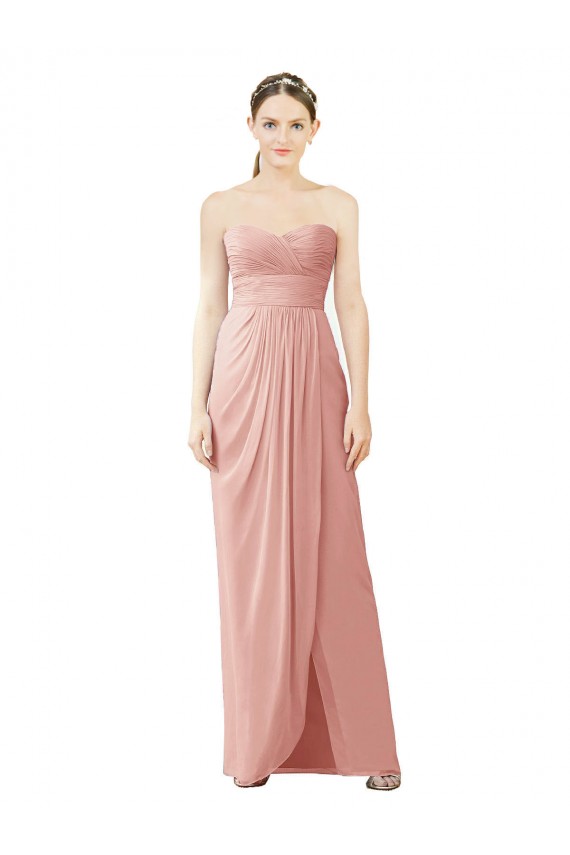 Discount Strapless Sweetheart Long Chiffon Wrap Bridesmaid Dress UK