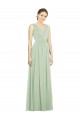 Discount Natural Waist V-Neck Draped Chiffon Bridesmaid Dress UK