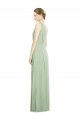 Discount Natural Waist V-Neck Draped Chiffon Bridesmaid Dress UK