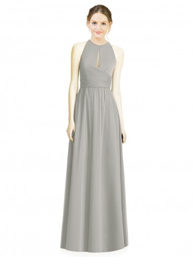 Discount Draped Keyhole Long Chiffon Bridesmaid Dress UK