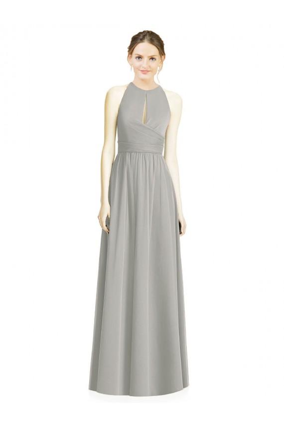 Discount Draped Keyhole Long Chiffon Bridesmaid Dress UK