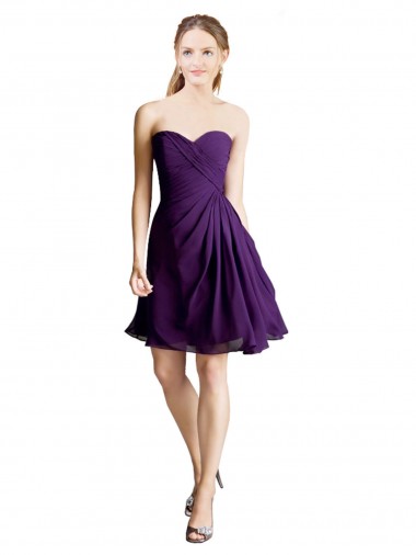 Discount Draped Chiffon Long Sweetheart Cocktail Bridesmaid Dress UK
