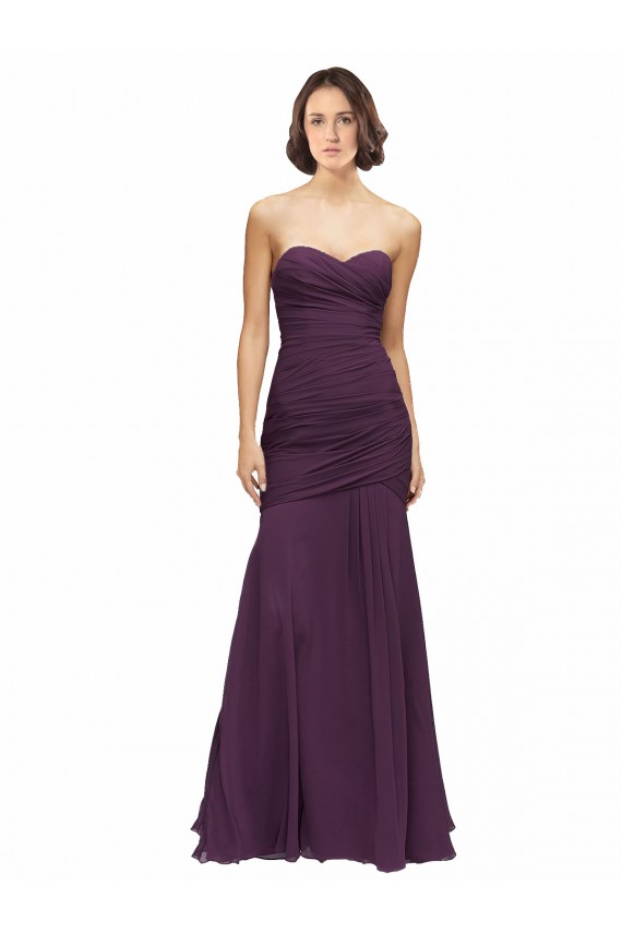 Discount Full Length Chiffon Bridesmaid Dress with Sweetheart Neckline and Ruffles UK