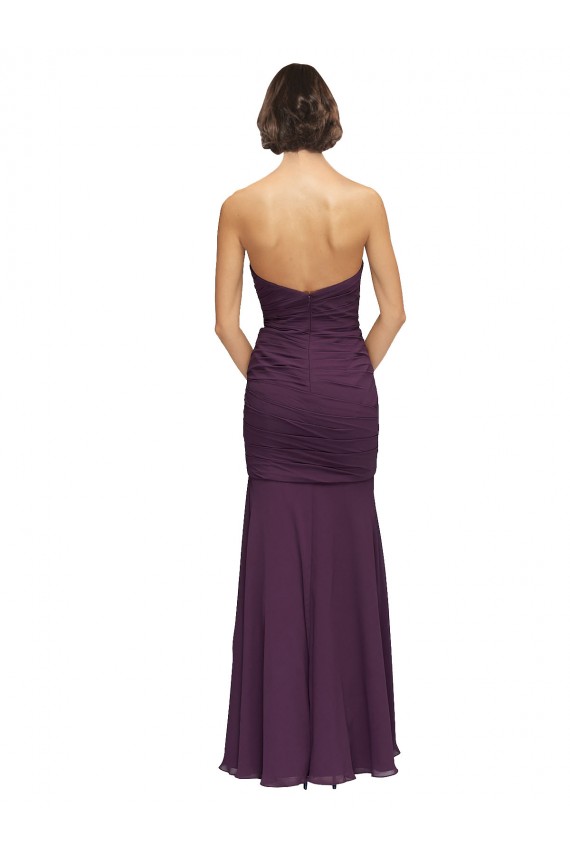Discount Full Length Chiffon Bridesmaid Dress with Sweetheart Neckline and Ruffles UK