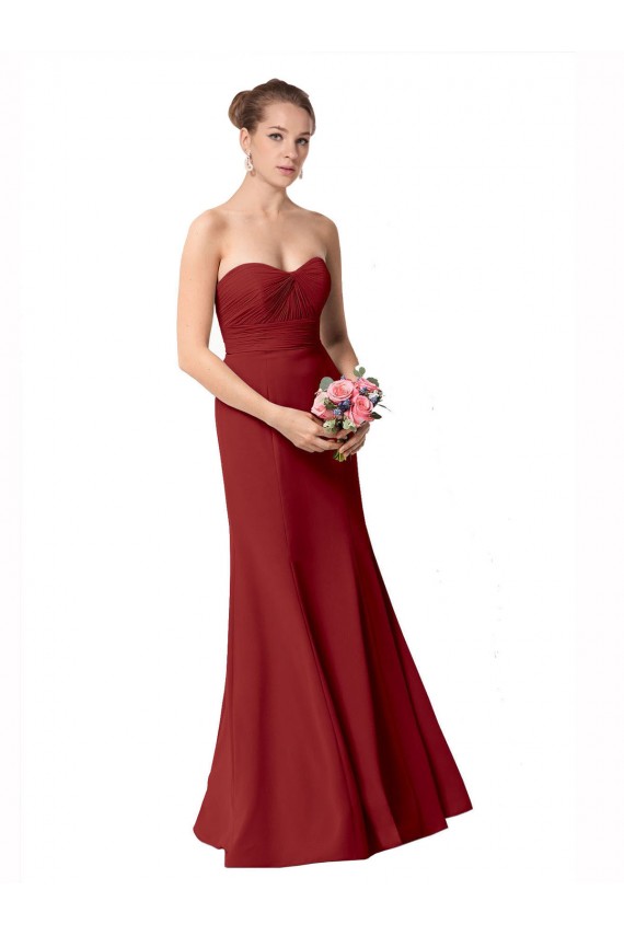 Discount Full Length Sweetheart Chiffon Bridesmaid Dress with Ruched Bodice UK