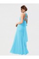 Discount Long Halter Chiffon Bridesmaid Dress with Dropped Waist UK