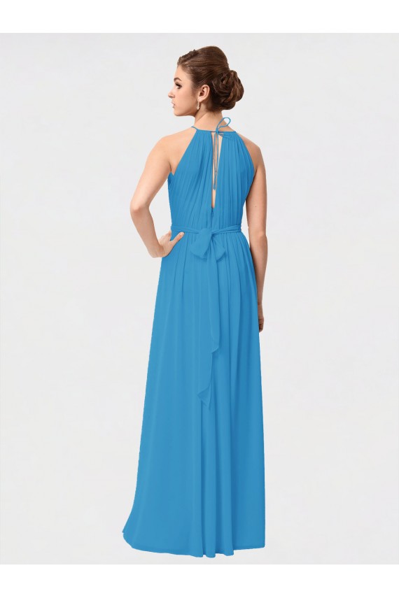 Discount High Low Long Halter Keyhole Chiffon Bridesmaid Dress UK