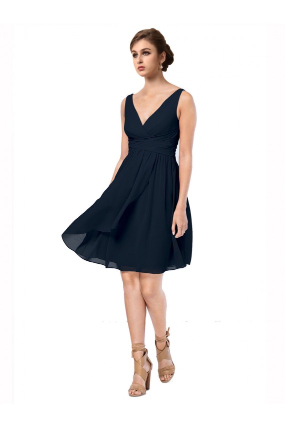Discount Short Knee Length Criss Cross Draped Chiffon Cocktail Bridesmaid Dress UK