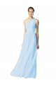 Discount One Shoulder Long Chiffon Bridesmaid Dress with Shirred Bodice and Front Keyhole UK