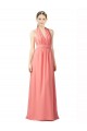 Discount Shirred Bodice Full Length Long Chiffon Bridesmaid Dress UK