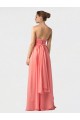 Discount Shirred Bodice Full Length Long Chiffon Bridesmaid Dress UK
