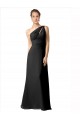 Discount One Shoulder Full Length Chiffon Bridesmaid Dress with Shirred Bodice UK