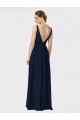 Discount Long Chiffon Bridesmaid Dress with Shirred Bodice and V-Neckline UK