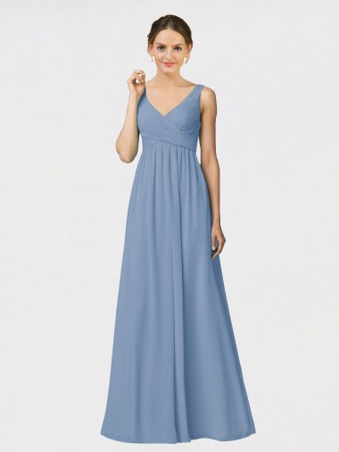 Discount Long Chiffon Bridesmaid Dress with Sweetheart Neckline and Wide Straps UK
