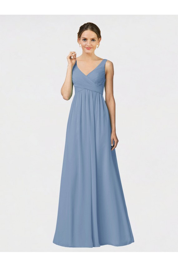 Discount Long Chiffon Bridesmaid Dress with Sweetheart Neckline and Wide Straps UK