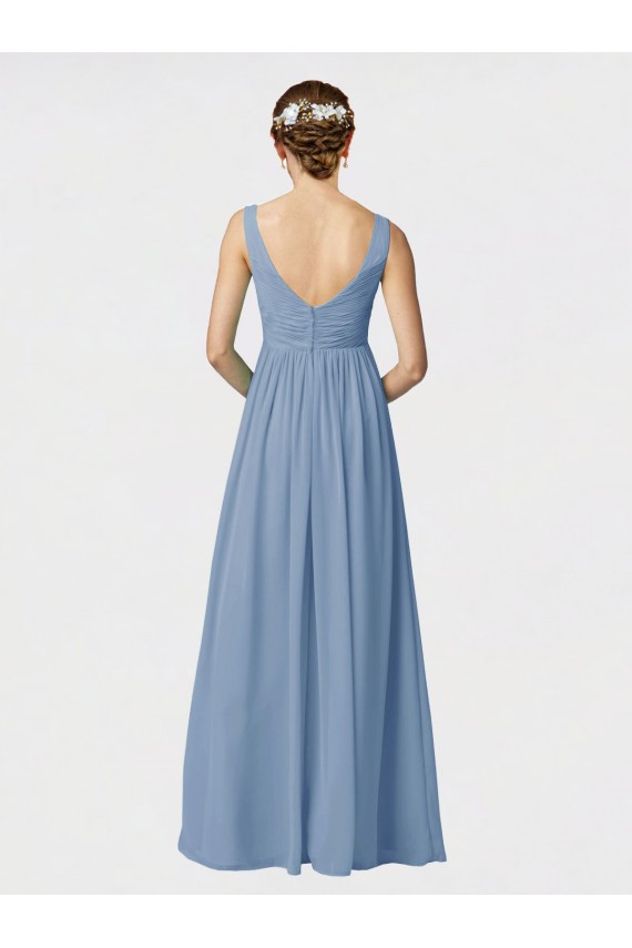 Discount Long Chiffon Bridesmaid Dress with Sweetheart Neckline and Wide Straps UK