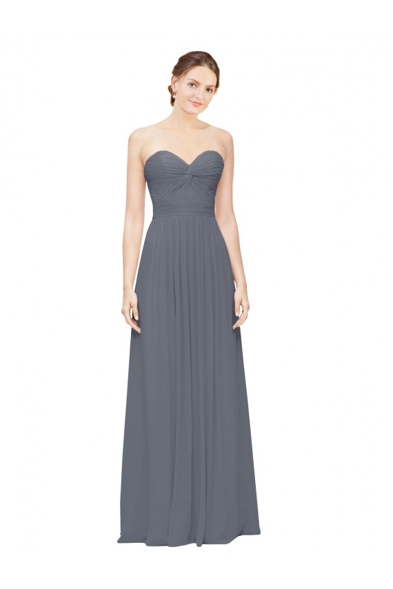Discount Twisted Waist Pleats Sweetheart Long Chiffon Bridesmaid Dress UK