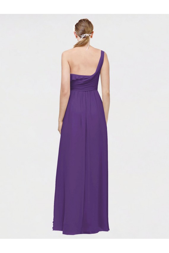 Discount One Shoulder High Low Chiffon Bridesmaid Dress with Wrap Waist UK