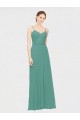 Discount Rouched V-Neckline and Spaghetti Straps Long Chiffon Bridesmaid Dress UK