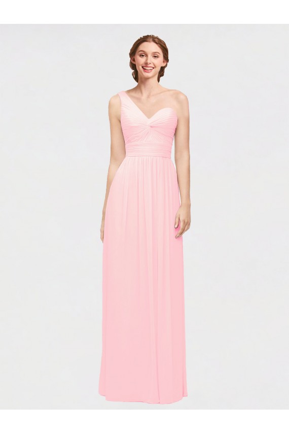 Discount One Shoulder Twisted Waist Sweetheart Chiffon Bridesmaid Dress UK