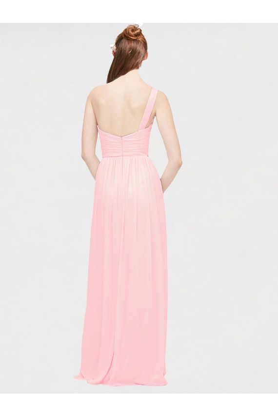 Discount One Shoulder Twisted Waist Sweetheart Chiffon Bridesmaid Dress UK