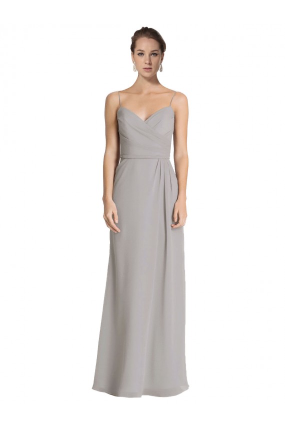 Discount Long Chiffon A-Line Bridesmaid Dress with Criss-Cross Draped Bodice UK