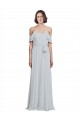 Discount Off the Shoulder Spaghetti Strap Long Chiffon Bridesmaids Dress UK