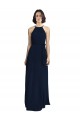Discount High Neckline Floor Length Chiffon Bridesmaid Dress with Belt UK