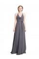 Discount Spaghetti Strap Long Chiffon Bridesmaids Dress with Halter Cowl Neck UK
