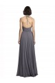 Discount Spaghetti Strap Long Chiffon Bridesmaids Dress with Halter Cowl Neck UK