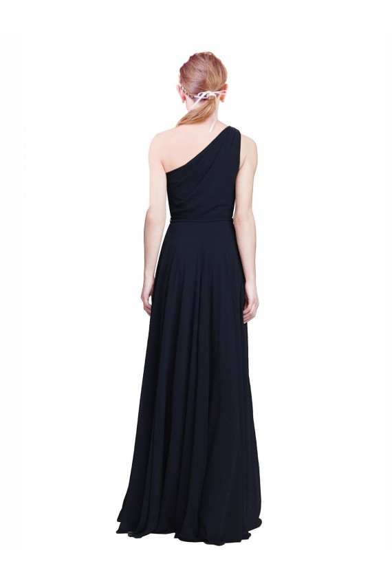 Discount Long Chiffon Bridesmaid Dress with One Shoulder Neckline And Belt UK