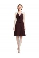 Discount Short Knee Length Chiffon Bridesmaids Dress with Halter Cowl Neck UK