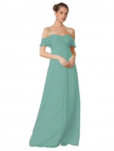 Discount Hand-Ruched Chiffon Bridesmaid Dress with Flutter Sleeves UK