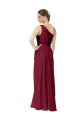 Discount Draped One Shoulder Long Floor Length Chiffon Bridesmaid Dress UK