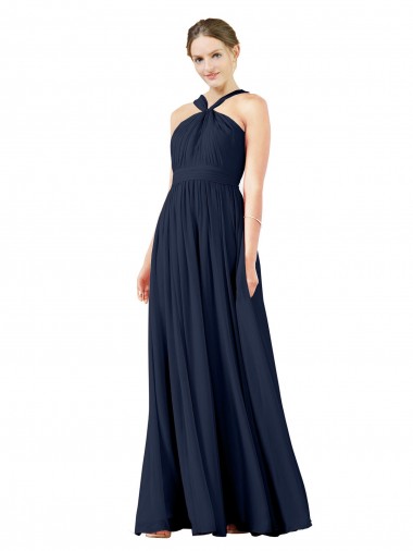 Discount High V-Neck Floor Length Chiffon Bridesmaid Dress UK