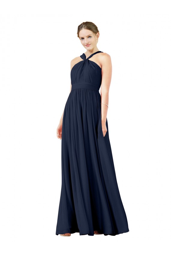 Discount High V-Neck Floor Length Chiffon Bridesmaid Dress UK