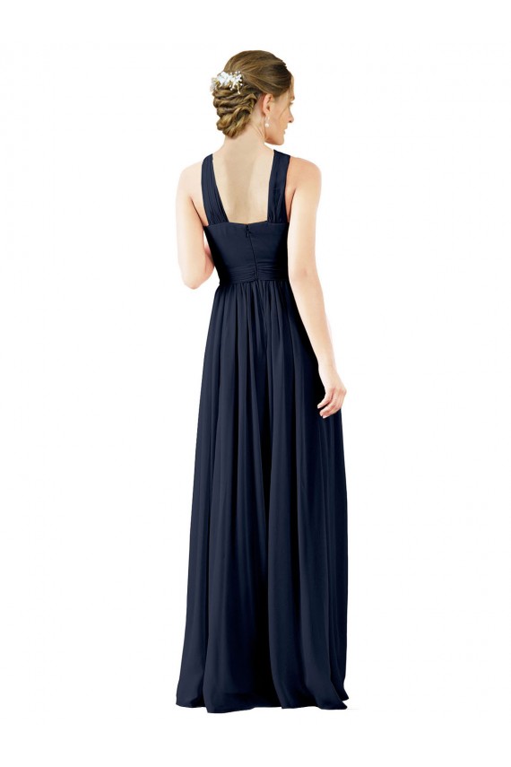 Discount High V-Neck Floor Length Chiffon Bridesmaid Dress UK
