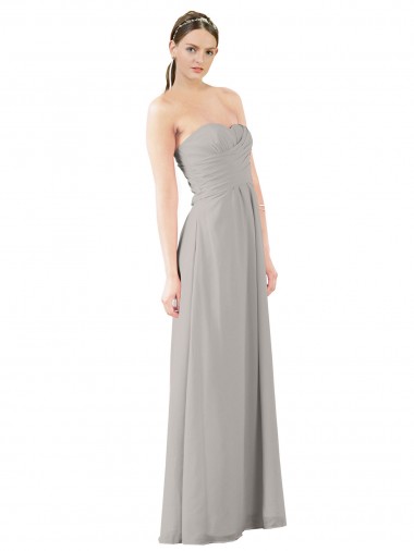 Discount Twisted Strapless Sweetheart Neckline Long Chiffon Bridesmaid Dress UK