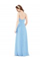 Discount Pleated Low Back Long V-Neck Chiffon Bridesmaid Dress with Thin Straps UK