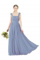 Discount Square Neckline Sexy Open Back Long Chiffon Bridesmaid Dress UK