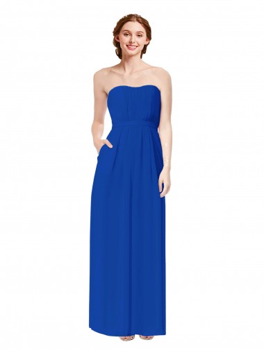 Discount Strapless Sweetheart Keyhole Back Long Chiffon Bridesmaid Dress UK
