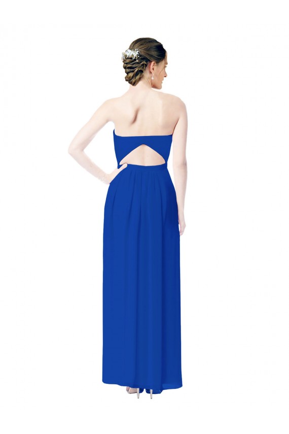 Discount Strapless Sweetheart Keyhole Back Long Chiffon Bridesmaid Dress UK