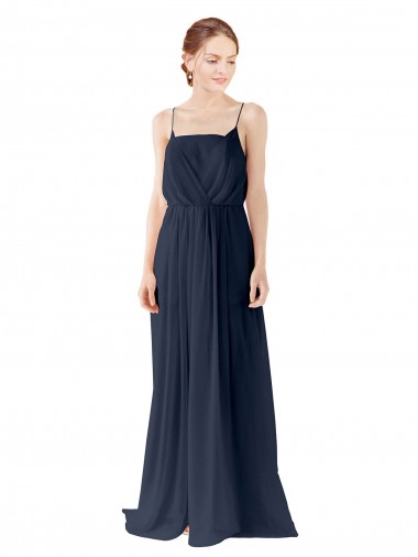 Discount Spaghetti Straps Open Back Long Chiffon Bridesmaid Dress UK